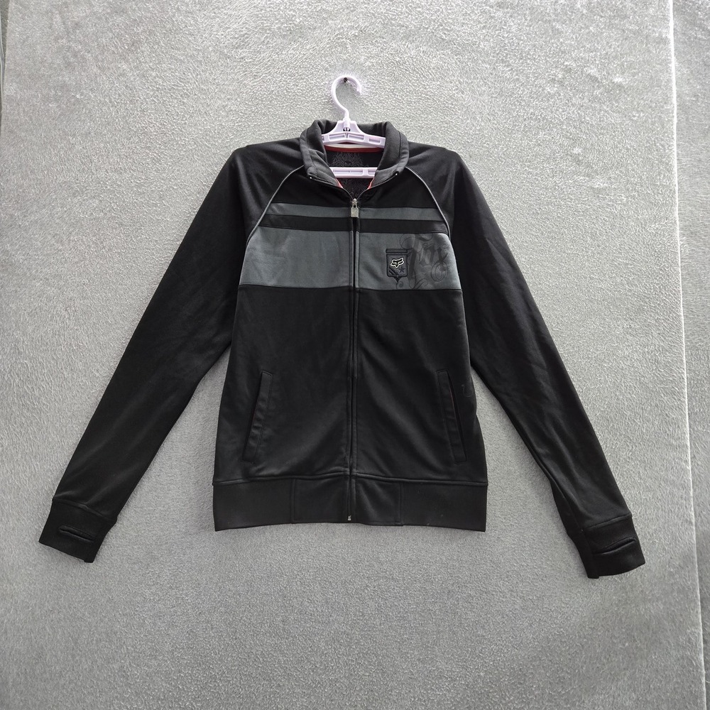 Unknown Brand Men Jacket M Black Embroidered Track Colorblock Logo Patch